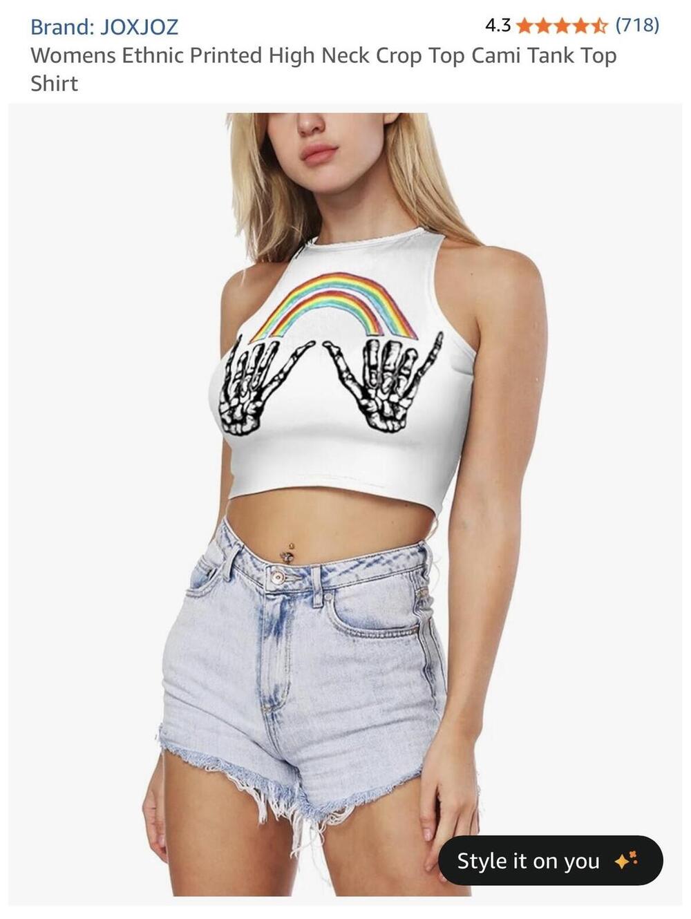 Womens Ethnic Printed High Neck Crop Top Cami Tank Top Shirt [COPY]